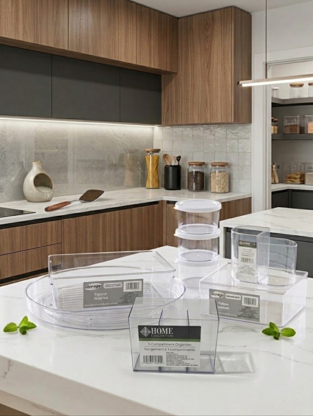 Home Collection Clear Plastic Pantry & Countertop Organizer Set - Transparent